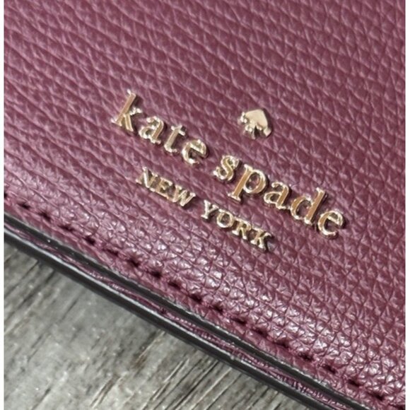 Kate Spade Darcy Clutch Wallet Wristlet Burgundy Maroon Leather - Picture 10 of 10